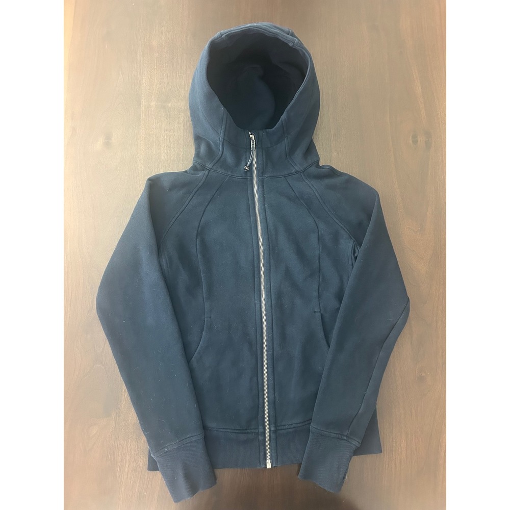 Lululemon Scuba Full Zip Hoodie Navy Blue Fleece Jacket Size 6 Athleisure W4AWMS